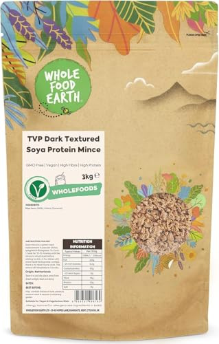 Wholefood Earth TVP - Protéine de soja texturée foncée - Sans OGM - Végétalien - Sans produits laitiers - Sans sucre ajouté, 3 kg