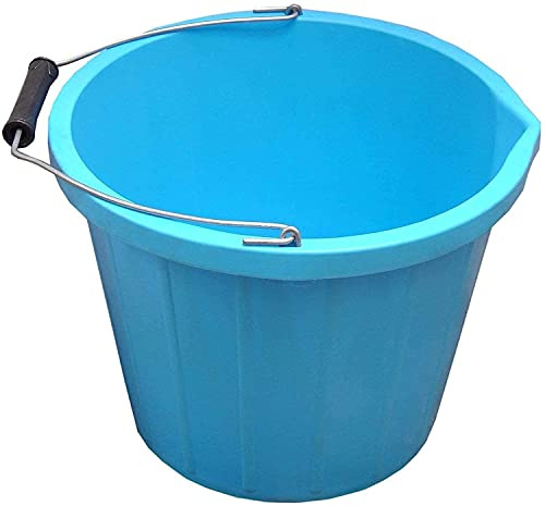 14L Litre Strong Blue Plastic Builders Bucket 3 Gallon Multipurpose Storage Construction Bucket With Metal Handle & Spout For Cleaning Animal Feed Mixing Home & Garden (Made in UK) (1)