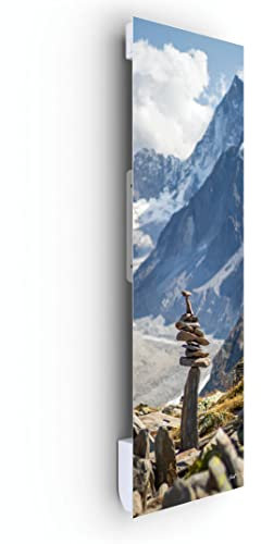 ILO/Radiador Eléctrico Radiante Soplador De Pared /1750w/ +28 Motivos, Diseño/Extra Plano Vidrio Templado/Viene con 2 barras Acero inoxidable/Vertical/Programable, Silencioso/Made In France/Zen