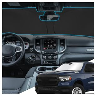 YEE PIN Sonnenschirm Auto kompatibel mit Dodge RAM 1500 2500 3500 2019 2020-2022，Faltbare Auto Sonnenschutz Frontscheibe Windschutzscheibe UV Staub Schutz Reflektierender Sonnenblende