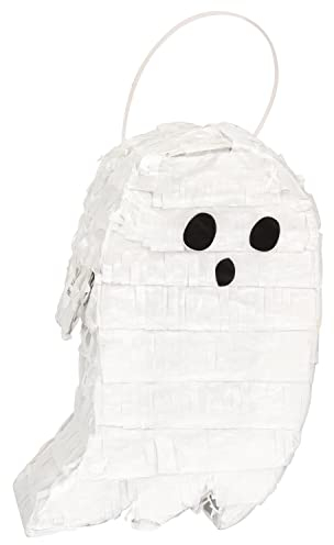 Unique 23680 Mini piñata fantôme effrayant pour décoration de fête d'Halloween hantée (1 pièce), blanc