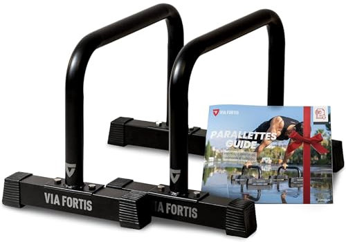 VIA FORTIS - Premium Paralettenstange - Extrem Stabiler und Leichter Stahl - Leicht transportierbar - Körpergewichtstraining - Alle Leistungsstufen - Größe L
