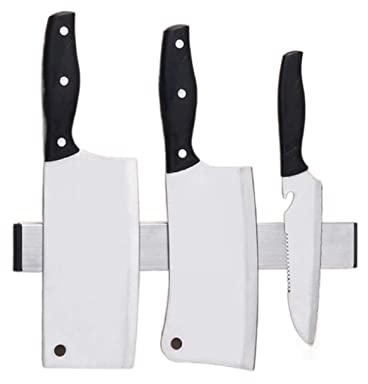 Wnota Knife Block Knife Stand Magnetic Knife Holder Stainless Steel Wall Mount Strip Bar Rack Storage For Knives Metal Utensils Tools Knife Holder Knife Storage (Blue : Silver, Size : 31cm)