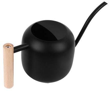 Regadera de Metal, Regadera de Gran Capacidad de 1,2 L con Caño Largo para Jardinería Interior y Exterior (Negro)