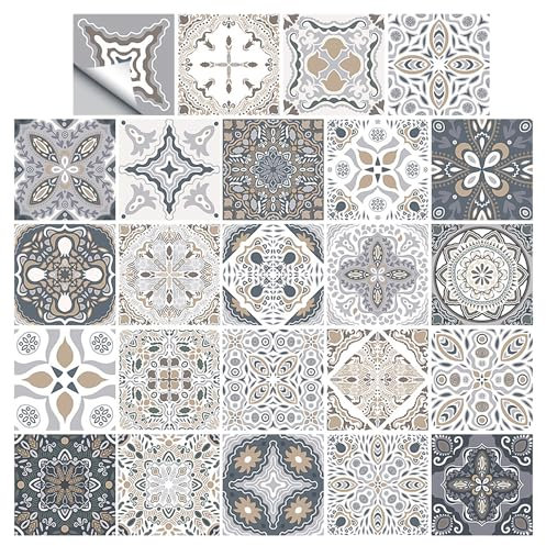 24 Adesivi da Parete in Stile Europeo, 15 x 15 cm, Decorazione Impermeabile per Cucina e Bagno, Adesivi per Piastrelle