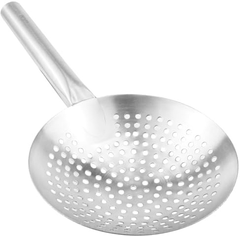 DOERDO DD Skimmer Slotted Spoon 8.7 Inch Stainless Steel | Oil Skimmer, Pasta Strainer, Kitchen Utensils for Kitchen Cooking Frying, 22CM