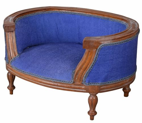Königliches Hundebett Hundesofa im Barockstil Holz Mops Bully Blau cat700g54 Palazzo Exklusiv