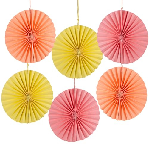 Logbuch-Verlag 6 große Papierblumen mit Magnet Blumen zum Aufhängen aus Papier Party Deko Garten 15 cm pink rosa gelb