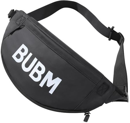 BUBM, Sports Waist Bum Bag für Männer und Frauen,stilbequeme Hüfttasche mit erweiterbarem Design, wasserdicht, 4 Fächer geeignet für alle Aktivitäten-Schwarz