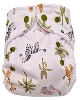 Lumina Überhose Neugeborene, Komfortable Stoffwindel für Neugeborene, 3-7kg | Windelhöschen mit Druckknöpfen für flexible Größenanpassung, weiche Windelhose mit Minky Beinbündchen, Afrika Animals