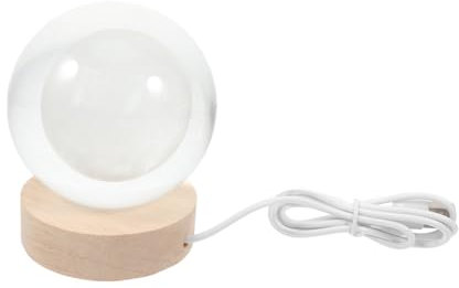 jojofuny 3d-kristallkugel Nachtlicht Usb Holzsockel Led Licht Mondlichtkugel Kinder Nachtlicht Wohnraum Dekoration
