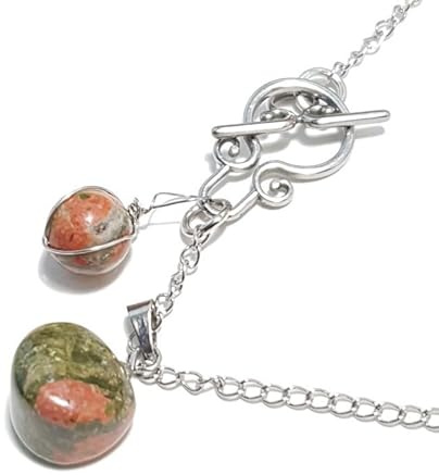 Collier Genette, Unakite, Acier inoxydable argenté, Multicolore - Bouly&Cailloux