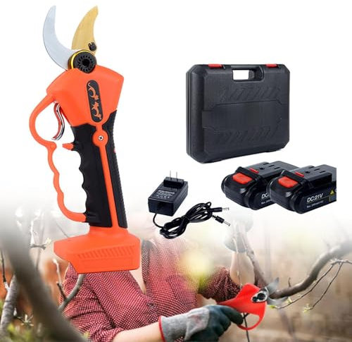 Tijeras De Podar EléCtricas De Mano Profesionales + BateríA De 2 * 21 V, DiáMetro De Rama De Corte De 30 Mm, Tijeras EléCtricas De Mano + Estuche De Transporte, Para Ramas De áRboles