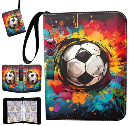 Mineup Sammelalbum für Fußballkarten, 50 Seiten Fußballkarten Sammelalbum, Fußballkartenalbum für 400 Karten, großes Kartenheft, Kartenhalter mit 3 Ringen