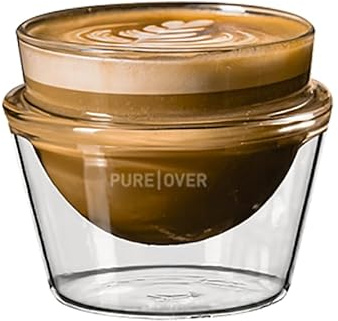 Pure Over Espresso Drinks Coffee Cups | Latte, Cappuccino, Cortado, Flat White | Non-Toxic | Borosilicate Double-Walled Glass | 5 Oz, 6.5 Oz, 8.5 Oz, & 10 Oz (Latte (8.5 ounces))