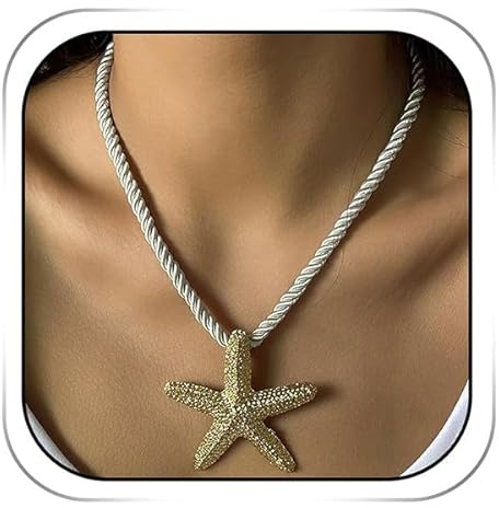 YUEXNKO Collares De Concha, Collar Conchas Mujer, Collar de Concha de Estrella de Mar, Gargantilla Conchas Verano Playa, Collares De Estrella De Mar, Joyas de Conche, Collars Bohemio (Color C)