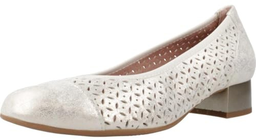 PITILLOS - Zapato de salón con tacón bajo y Plantilla extraíble 399713 Cuero Mujer Color: Oro Talla: 40