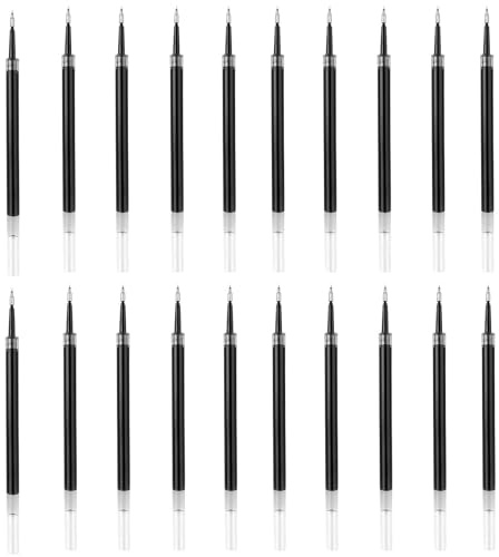 20 ricariche di inchiostro gel nero, 0,5 mm di spessore, altezza 11 cm, ricariche per penne a sfera gel, compatibili con la maggior parte delle penne a sfera a pressione