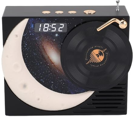 Yctze Haut-Parleur Rétro avec Son Surround à 360 °, Lumière Ambiante, Station de Radio et Affichage d'horloge pour Une Utilisation à Domicile et en Plein Air (Black)