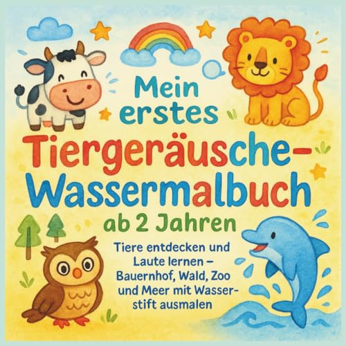 Mein erstes Tiergeräusche Wassermalbuch ab 2 Jahren: Tiere entdecken und Laute lernen Bauernhof Wald Zoo und Meer mit Wasserstift ausmalen