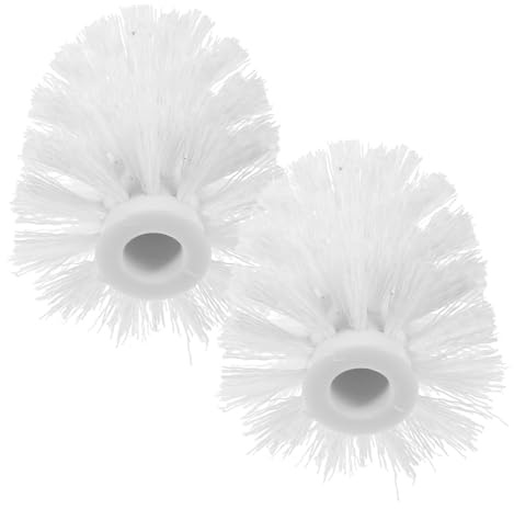 UKCOCO Ricambio Spazzolino WC, Testine Scopino WC 2 Pezzi in Plastico Bianco, Sostituzione Attacco Filettato per Bagno e Cucina