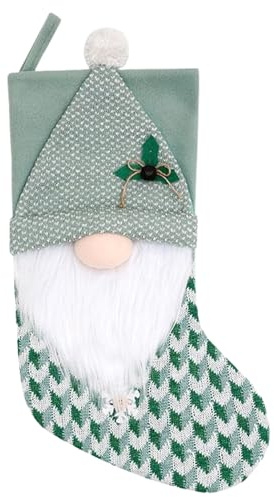 Generisch Grün Nikolausstrumpf Groß, 46cm Wichtel Weihnachtsstrumpf, Weihnachtssocken Zum Befüllen, Hängende Wichtel Nikolaus Socken Für Kamin, Party, Baum Weihnachtsdeko