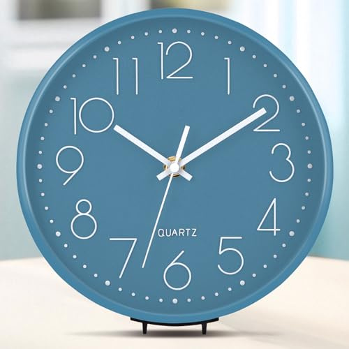 ACCSHINE Modern tyst digital väggklocka 20 cm blå | Modern design, digital, stor stapel, lätt att läsa, för sovrum, hem, kök, sovrum, kontor, skola