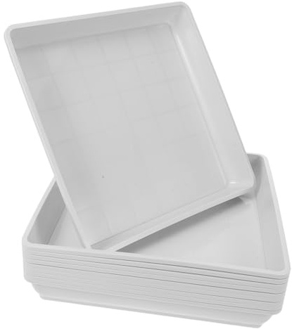 Abaodam Lot de 10 Bacs De Drainage Carrés en Plastique pour Pots De Fleurs Bacs À Plantes Carrés pour Bonsaïs Blancs