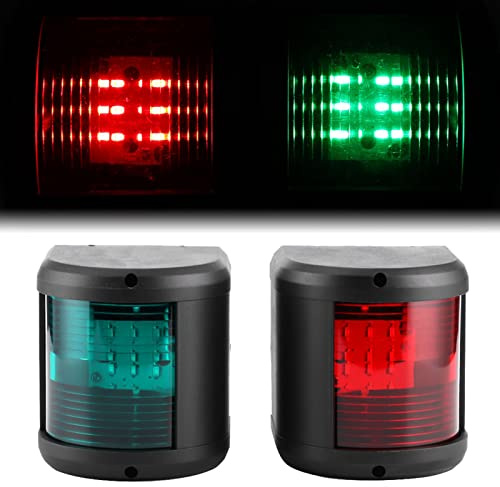 Tbest 12V LED Navigation Light Marine Boat Lamp Starboards Port Side with ABS Black Shell Green Red Lens for Yacht Vessels