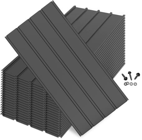 SHPAI 20PCS Metal Roofing Panels, Corrugated Galvanized Roof Panels, Waterproof Metal Siding Panels with 120 Pcs Steel Screws for Pergola, Gazebo, Shed, Garages, Stables and Mobile Home -Grey