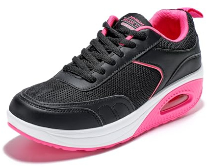 JOMIX Chaussures Basculantes Femme – Fitness, Marche & Gym Confortables, Légères, Semelle Ergonomique à Talon, Amortissantes, Antidérapantes, Respirantes avec Lacets SD9133