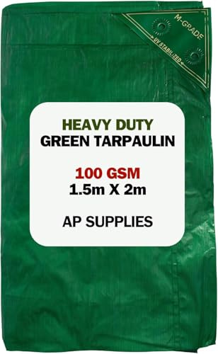 AP Supplies Green Tarpaulin 100gsm, 1.5m x 2m