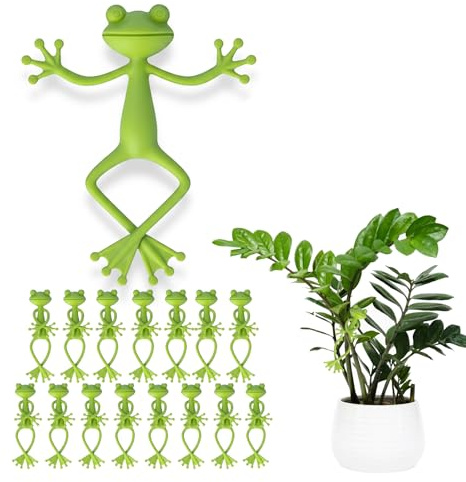 Bibykivn Pince pour Plante de Grenouille, Clips pour Plantes Grenouille pour Décoration de Pots, Tuteur pour Plantes Grimpantes, pour la Maison, Le Jardin et l'Attache Plante Grimpante (16 pièces)