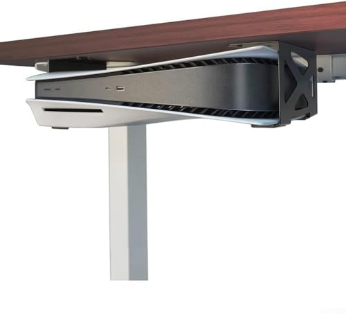 Support de rangement en métal pour console PS5, organiseur sous le bureau avec cadre ajouré ventilé, construction en acier au carbone