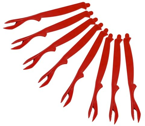 SEWACC Set 8 Utensili per Granchio in Plastica Rossa Forchette Multifunzione per Sbucciare Gamberi e Aprire Zampe di Aragosta Accessori Igienici per Frutti di Mare in Cucina e Picnic