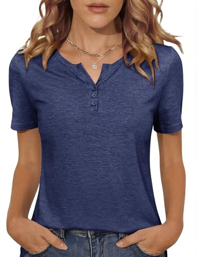 Totatuit Tee shirt Manches Courtes Col V Unicolore Haut et Polyvalent