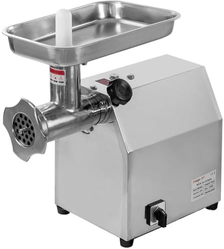 Mega-M MM-WI.HO240.1200.SN Hachoir à viande électrique professionnel en acier inoxydable avec remplisseur de saucisses et disque perforé 1200 W