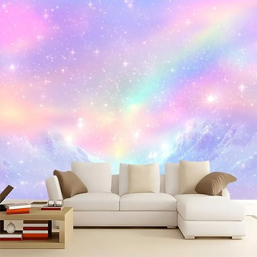 Carta da Parati Fotomurale XXL 250 x 175 cm, Poster Murale 3D in Tessuto Non Tessuto per Parete TV Corridoio e Soggiorno, Decorazione Interni di Grande Viola Sognante Sfumatura Stelle Scintillii