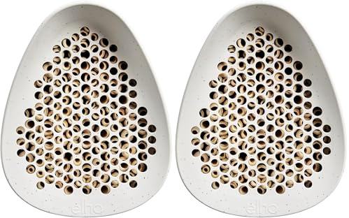 Elho Essential Bee Hotel 18cm - Insektenhotel für Bienen - 100% recyceltes Plastik - L18 x B21.1 x H23 cm - Grau/Fibrous Grey (Packung mit 2)