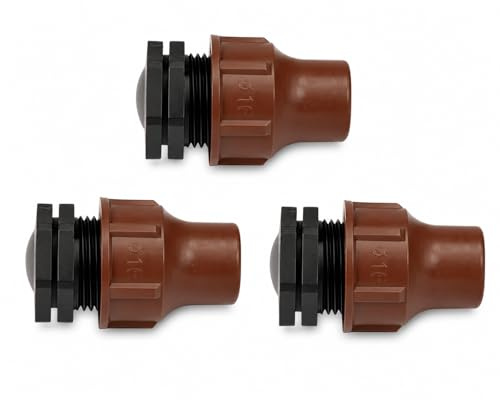 Poolmart Lot de 3 bouchons d'extrémité 16 mm Lock, type BF-Plug lock, plastique PP, marron, pour tuyau PE, système d'irrigation et agriculture (lot de 3)