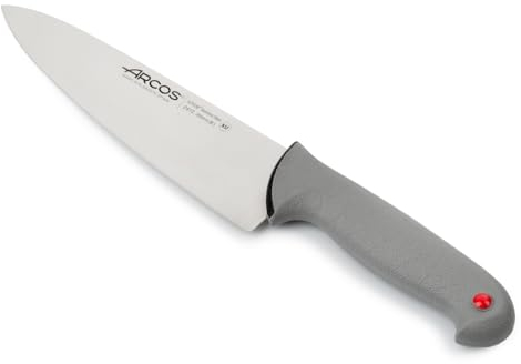 Arcos Coltello Chef con Lama in Acciaio Inossidabile Nitrum 20 cm – Manico Ergonomico in Polipropilene con Rivestimento Elastomero – Nero, Serie Colour Proof