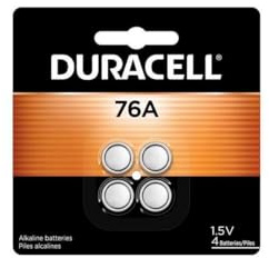 Duracell 76A 1.5V Alkaline Batteries, 4 Count Pack, 76A 1.5 Volt Battery, Equivalent to LR44, A76, PX76A, V136A, AG13, and L1154 Battery Types