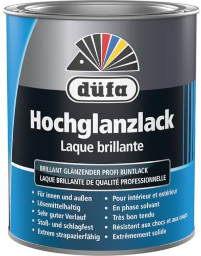 düfa Hochglanzlack Reinweiß 750 ml weiß hochglänzender Lack │ Buntlack für Innen & Außen