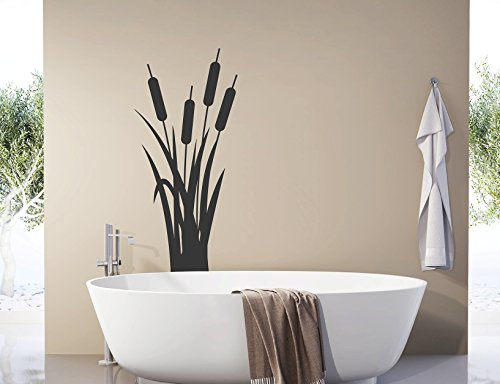 tjapalo® s-pkm409 Wandtattoo Badezimmer Schlafzimmer Wohnzimmer Blumen Getreide Wandtattoo Schilf (H58 x B26 cm)