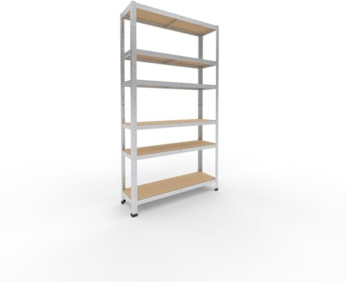 shelfplaza Home 180x100x30cm Schwerlastregal verzinkt mit 6 Böden x 145kg | Kellerregal · Lagerregal · Metallregal · Regale für Kellerraum · Steckregal · Abstellraum Regal