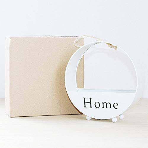 Luguoo Wandvase Metall Eisen Kunst Hängender Blumenkorb Runde Form Wand Pflanzer Dekor Verzierung Bonsai Kreative Blumenvase (White)