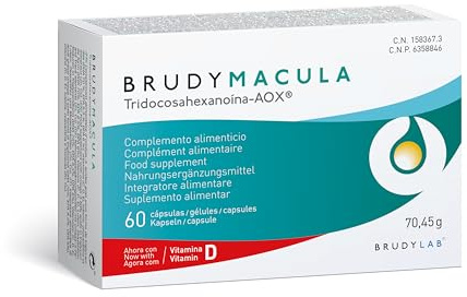 BRUDYLAB - Brudy Mácula - Omega 3 DHA EPA DPA con Luteína - 60 Cápsulas | Alta Concentración - Con Minerales, Reduce Estrés Oxidativo, Degeneración Macular Asociada a la Edad, DMAE