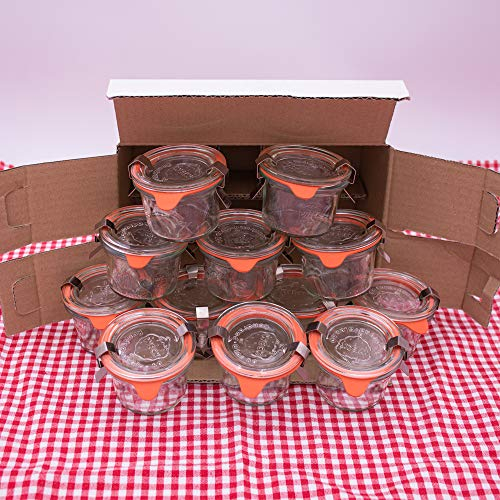 flaschenbauer.de Weck Lot de 12 petits bocaux en verre de 80 ml, utilisables comme mini pot à œufs, à confiture, à provisions, ou de conserve