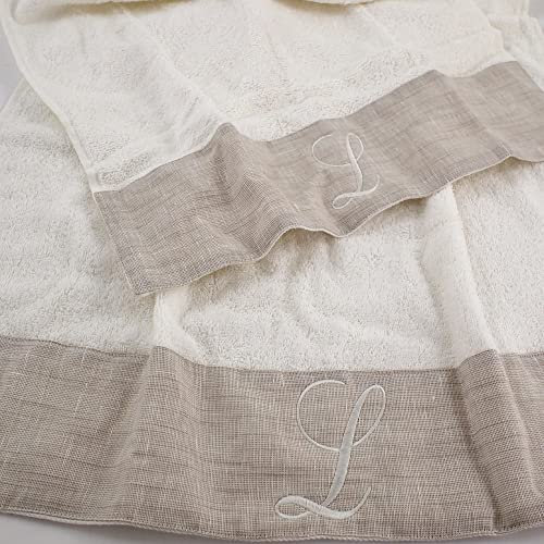 MaryHome Handtuch-Set 1+1 mit Initial-Stickerei Buchstabe (L)