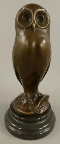 Casa Padrino Scultura in Bronzo Gufo Bronzo/Nero 12 x 12 x A. 26 cm - Figura in Bronzo - Figura Decorativa - Accessori per la Decorazione della Scrivania
